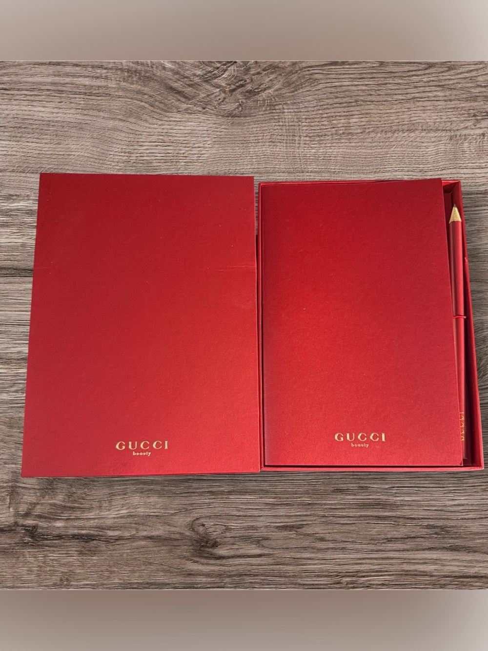 Gucci Corporate Red Notebook Pencil Set NIB